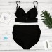 Women Clearance Swimmsuit Two Piece Plus Size Solid Bikini Set Beachwear Swimwear Bathing Suit Black B07BK2PZT3